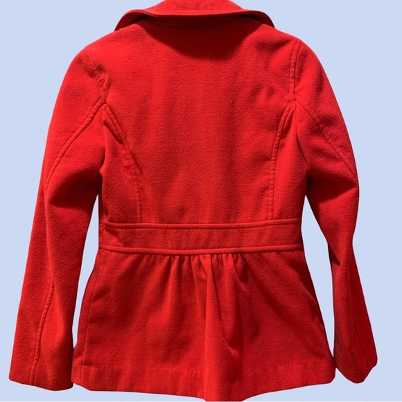 H&M Divided Red Coat Sz 6 Double Breasted Fitted Waist Preppy Winter elegant - Picture 3 of 7